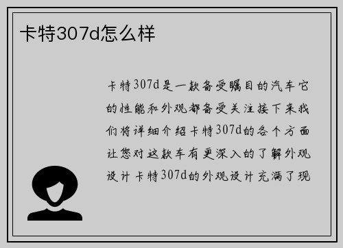 卡特307d怎么样